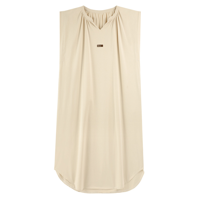 Camisón mujer algodón puro verano sin mangas estilo delgado marco de tracción fresco pijama de algodón fresco chaleco falda suelta de gran tamaño se puede usar afuera