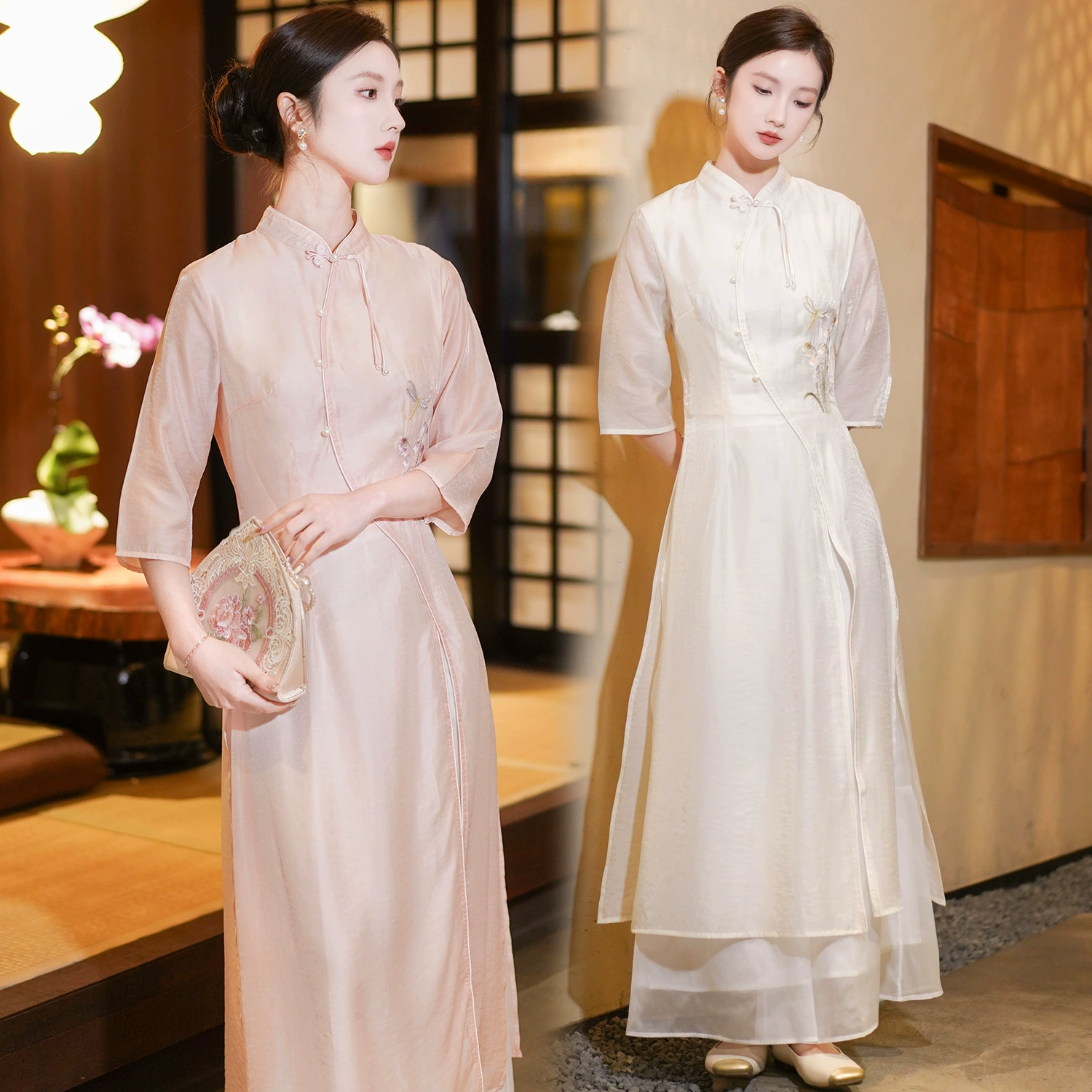 Комплект чайного наряда в китайском стиле Xia Xin, спецодежда для сборщиков ушей, чонсам для чайного художника в стиле дзен, улучшенное платье ханьфу.