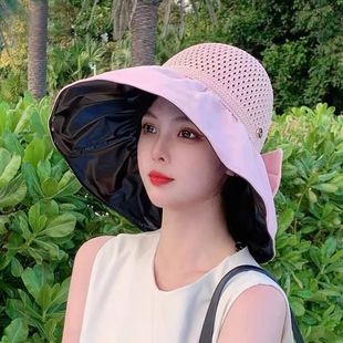 Sun Protection Hat Women's Anti-Uv Large Brim Sun Hat Breathable 2022 Summer Ponytail Sun Hat Vinyl Fisherman Hat