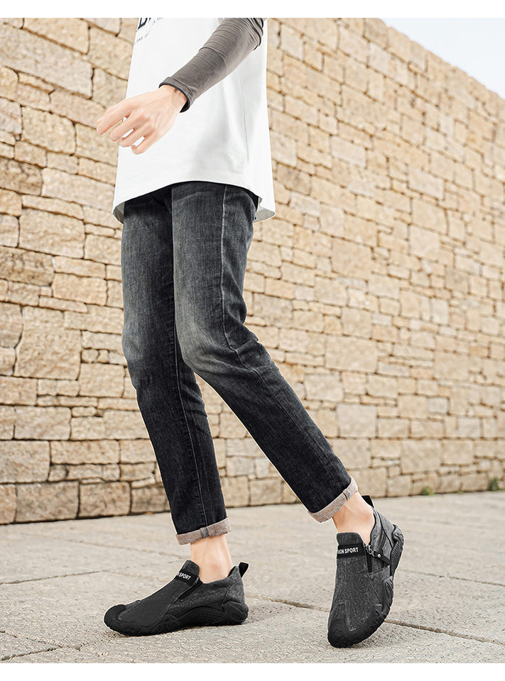 Giày lười nam vải bạt thoáng khí mũi tròn đế cao su — 852 màu kaki, 852 màu xám, 852 màu đen chi tiết 14