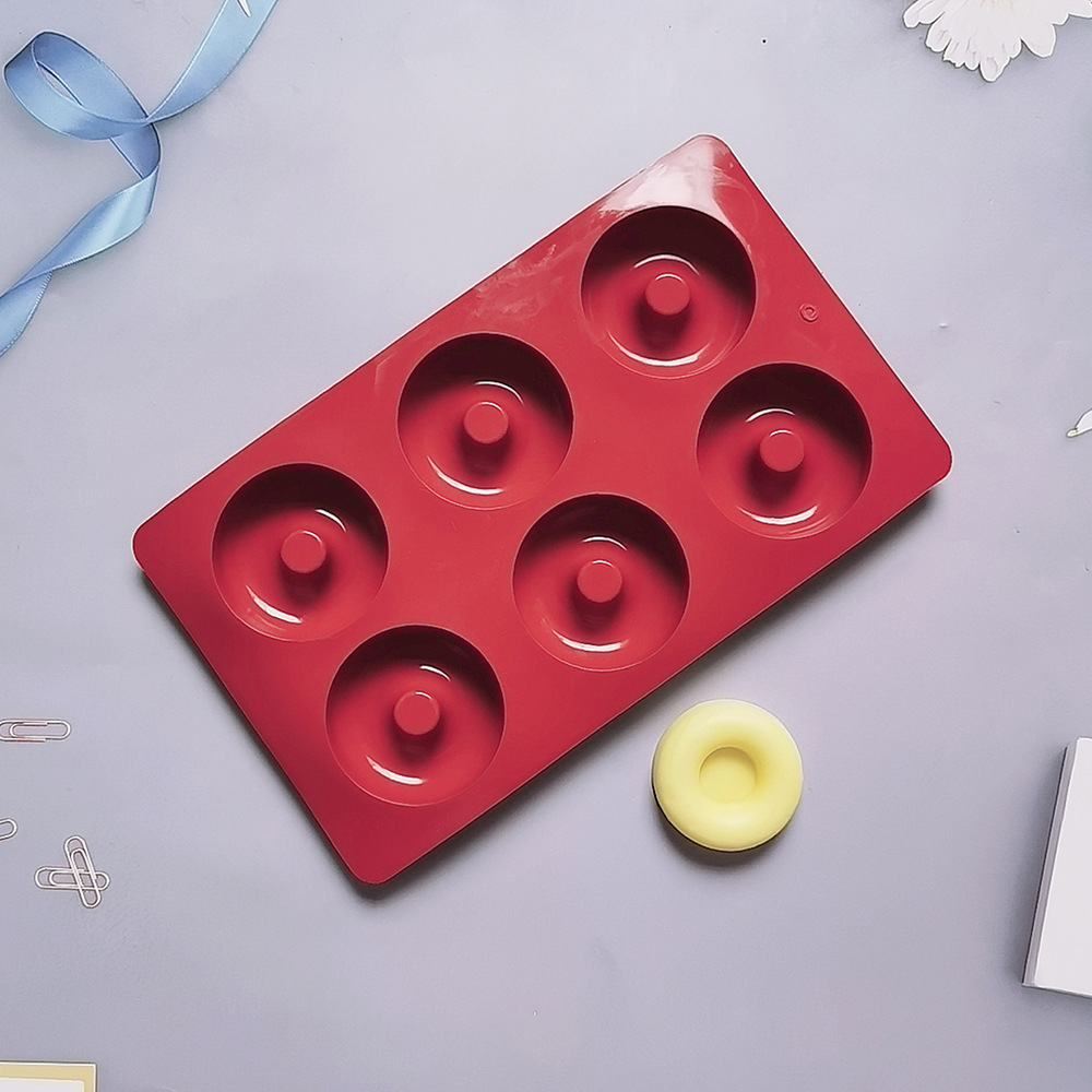 6 Donuts 609 pastel molde de silicona 3D mousse hecha a mano molde de pan de pastel de jalea