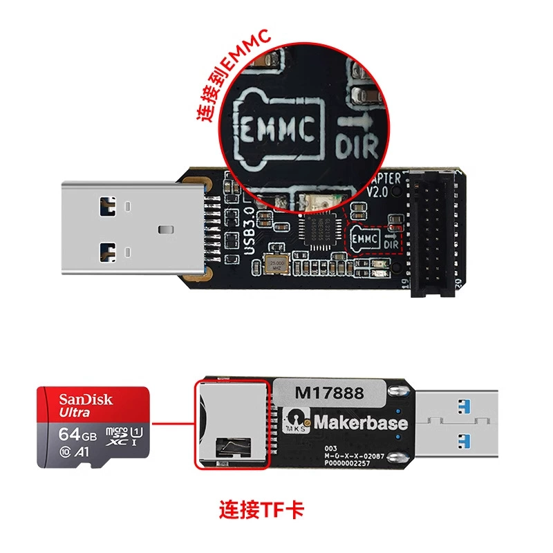 Аксессуары для 3D-принтера EMMC-APTER V2 обновление, USB3.0 кардридер-программатор DIY главная управляющая плата