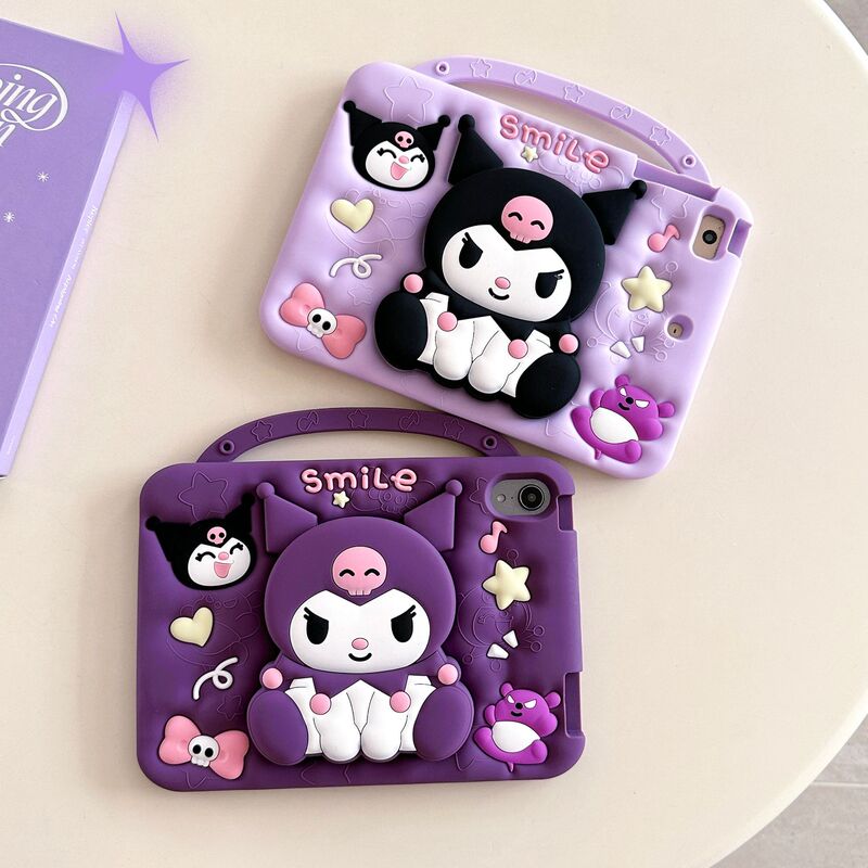 Cartoon Foldableing Stand Ipad10 Kuromi Tablet Protective Cover Air456 Silicone Anti-Fall with Pen Slot Suitable Cartoon Foldableing Stand Ipad10 Kuromi Tablet Protective Cover Air456 Silicone Anti-Fall with Pen Slot Suitable