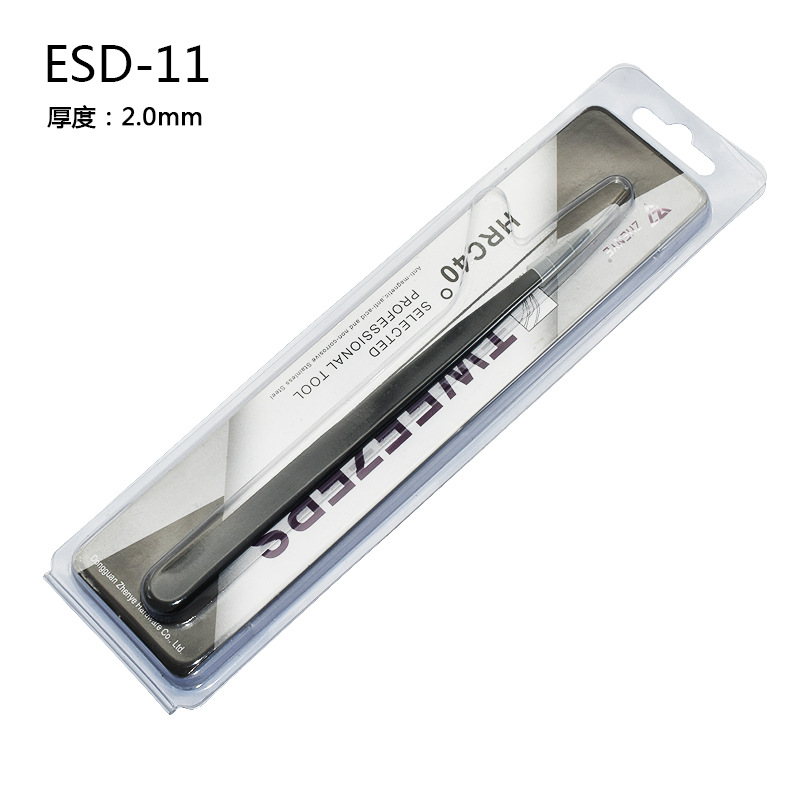 Pinzas de acero inoxidable para manualidades, pinzas puntiagudas para decoración de uñas, pestañas postizas, herramienta antiestática ESD-15 para bisutería.