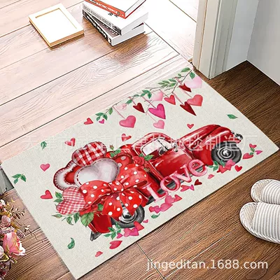 Amazon cross-border Valentine's Day series floor mat dwarf kart absorbent door mat red love foot mat