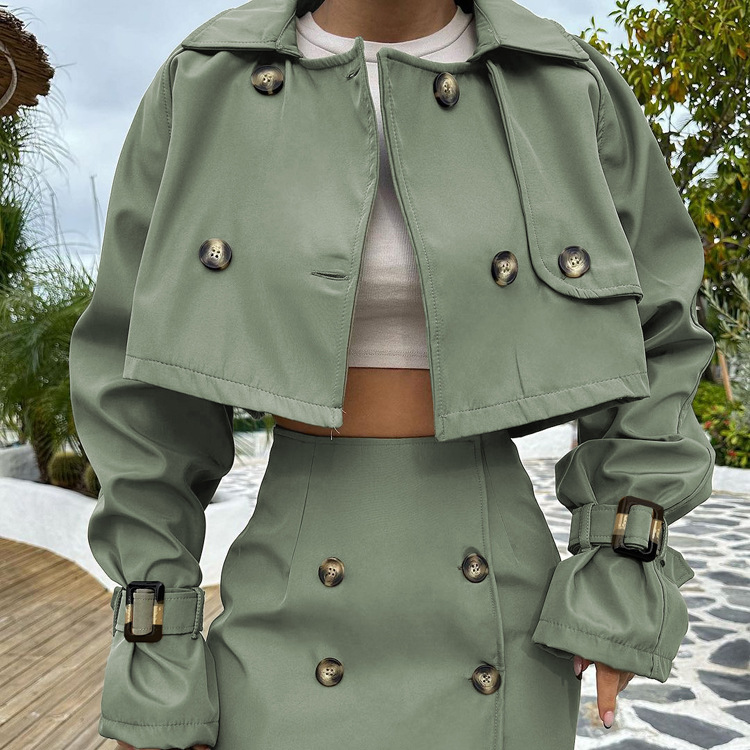 2026 Autumn Women's Fashion High-End British Style Short Work Jacket Bodycon Skirt Two-Piece Set European And American_voghion.com