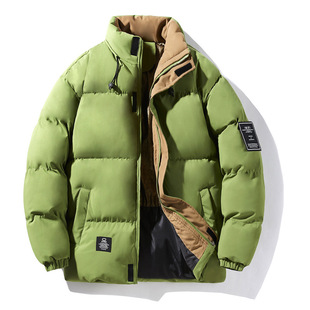 2024 new autumn and winter men's cotton-padded casual cotton-padded jacket men's thickened cotton-padded jacket bread clothing stand collar coat fashion