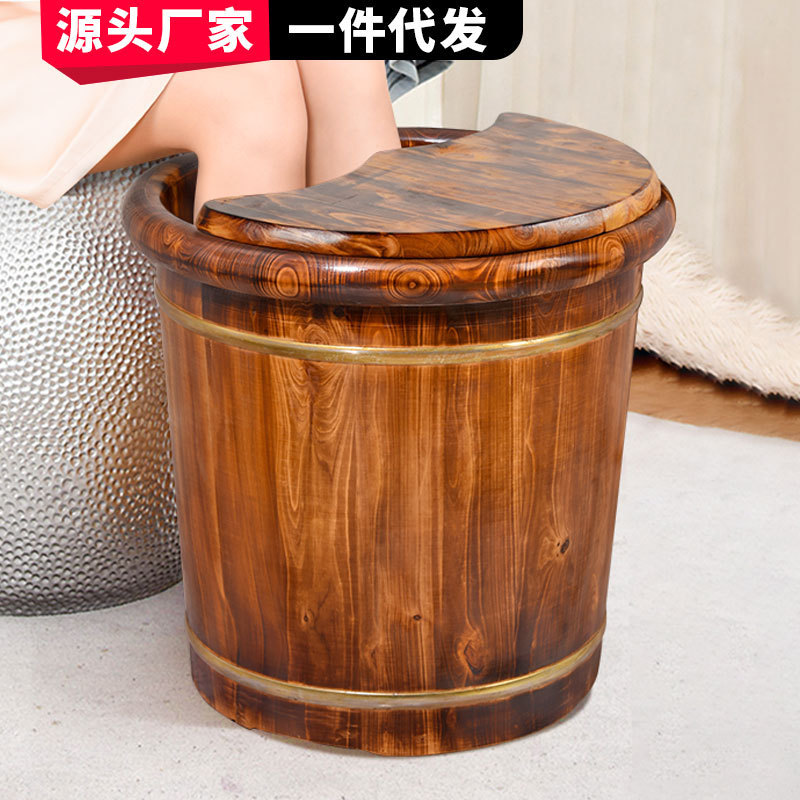 足湯桶、木製バケツ、家庭用木製洗面器、炭化木製足湯桶、無垢材足湯桶、保温足湯桶、工場直販|undefined
