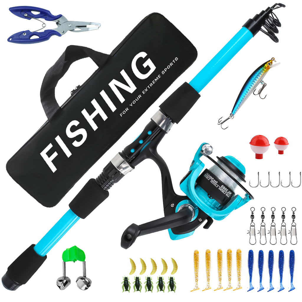 Cross-border 1.8M rod and reel set, fiberglass telescopic lure rod, travel portable long-distance casting rod, sea rod with spinning reel