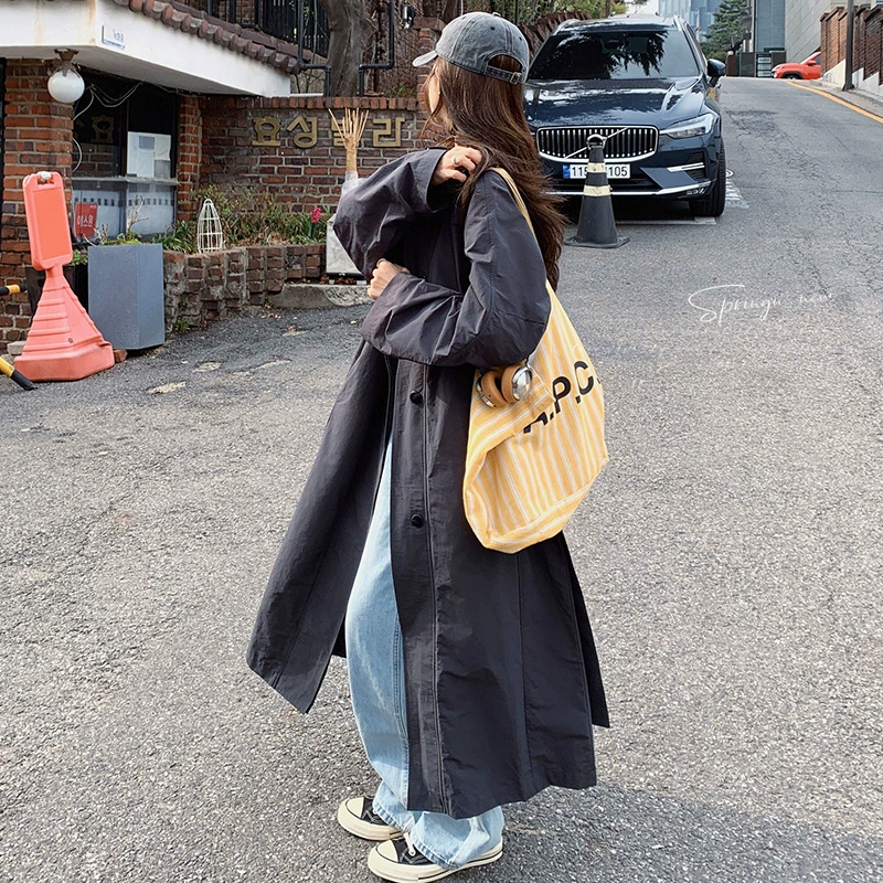 Trench coat, spring autumn long jacket, 2024 years, Korean style, maxi length