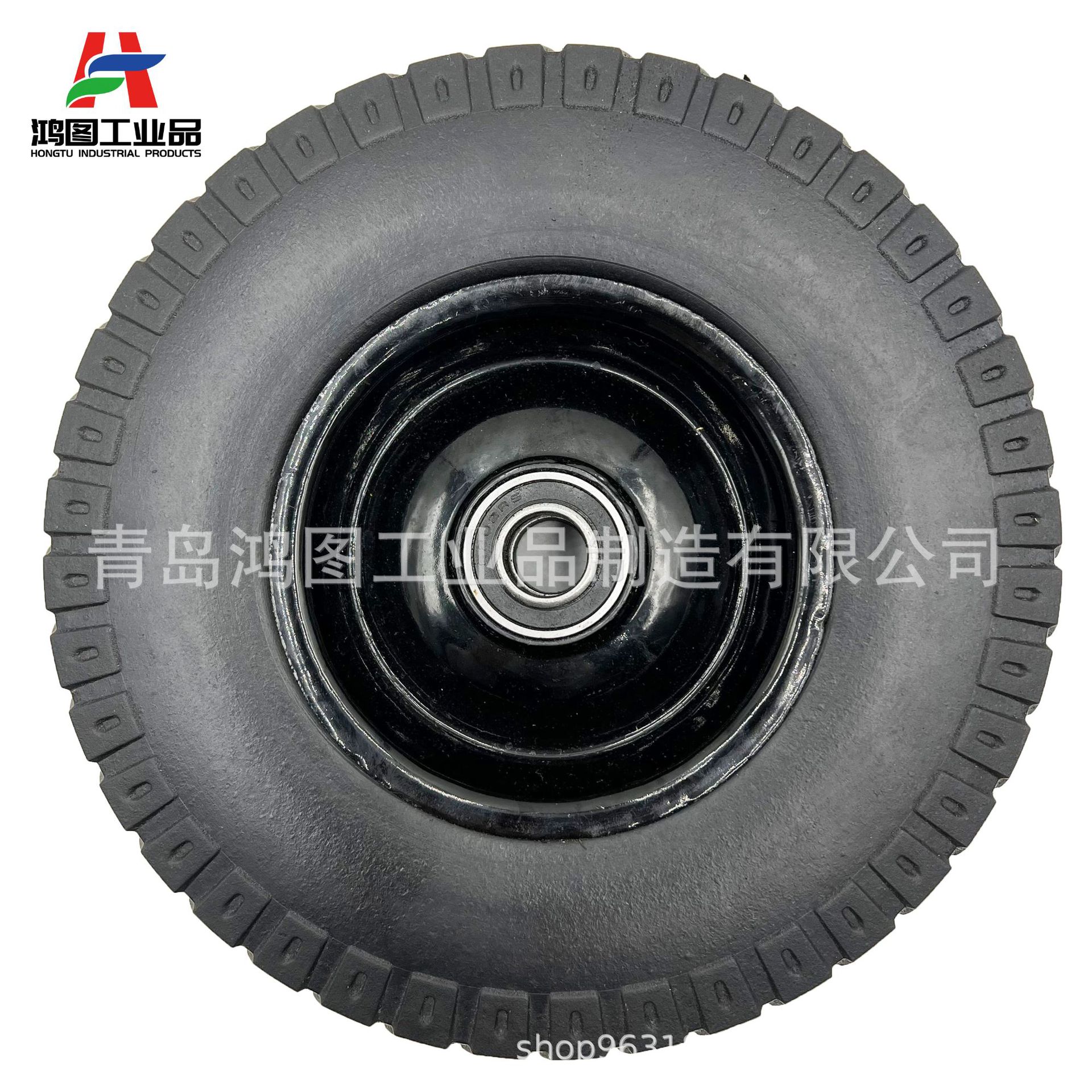 8-9寸羊角花胶粉实心轮千斤顶 (3)