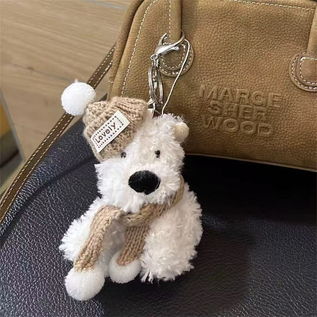 Hermoso West Highlands colgante bolsos colgantes dibujos animados perros peludos muñecas accesorios llaveros regalos creativos