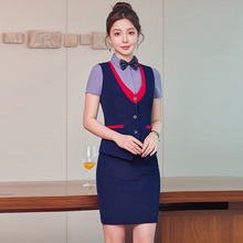 夏季酒店前台美容师工作服空姐制服新款职业装女装马甲套装OL短袖