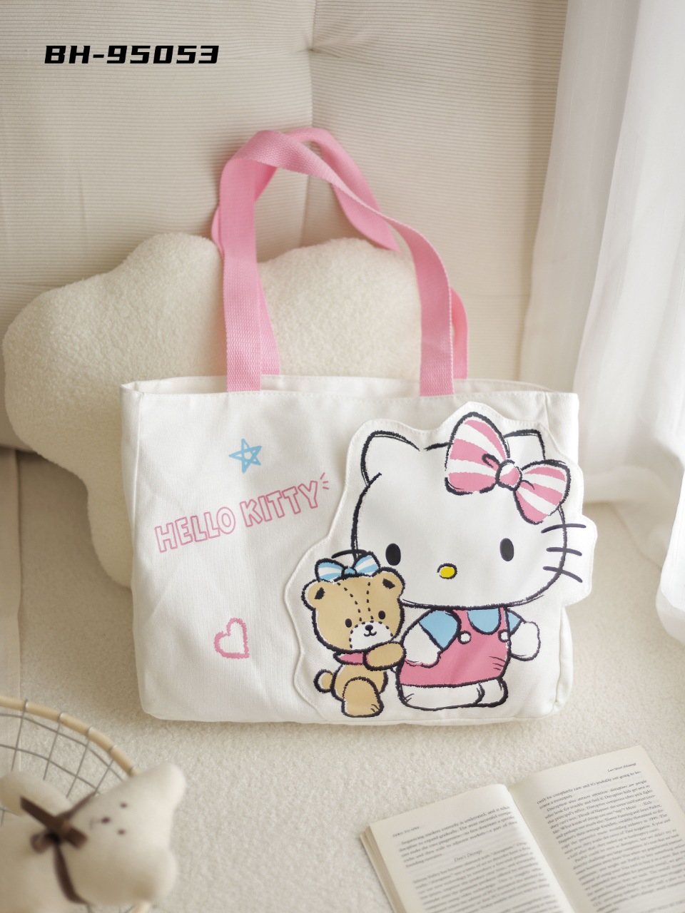 헬로키티 수납 포켓 캔버스 백