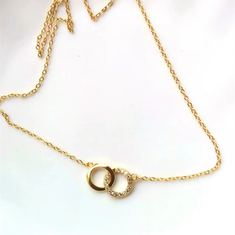 Plata De Ley 925 Cadena Portacables Anillo Doble Collar Colgante display picture 6