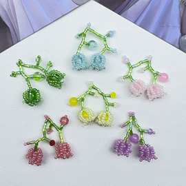 新款铃兰花朵手工编织串珠米珠配饰 DIY耳钉耳环包包手机挂坠配饰