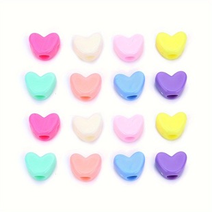 Acrylic Solid Color Macaron Large Hole Heart Loose Beads DIY Jewelry Keychain Mobile Phone Chain Beaded Accessories Material