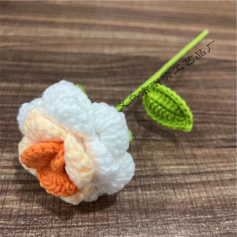 Lily tejido a mano acabado rosa Lily Tulip flor artificial lana ramo regalo