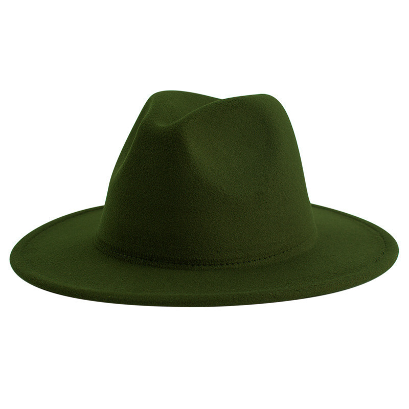 Feltro negro al por mayor estilo británico retro 60 por ciento logotipo bordado de jazz sólido sombrero hombre sombrero de lana sombrero