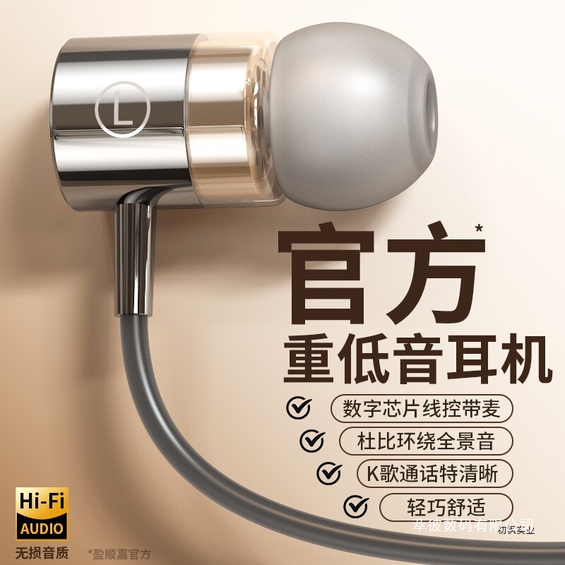 Heavy Bass Headphones with Type-C Interface, Wired In-Ear, Noise-Isolating, High-Quality Sound, Round Port Earbuds