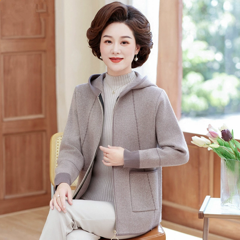 Новая весенняя стильная повседневная куртка для мам среднего возраста, весенне-осенний короткий модный топ с капюшоном для женщин среднего и пожилого возраста