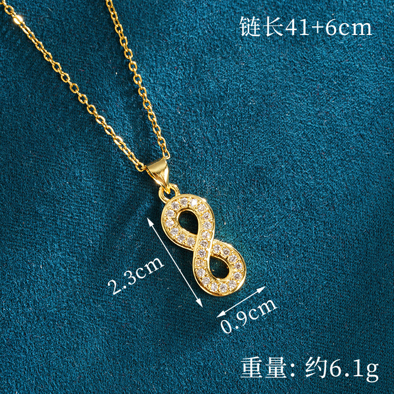 Vietnam Shajin estilo europeo y americano ligero lujo hueco número 8 collar tendencia aretes de todo fósforo moda joyería de larga duración que no se desvanece