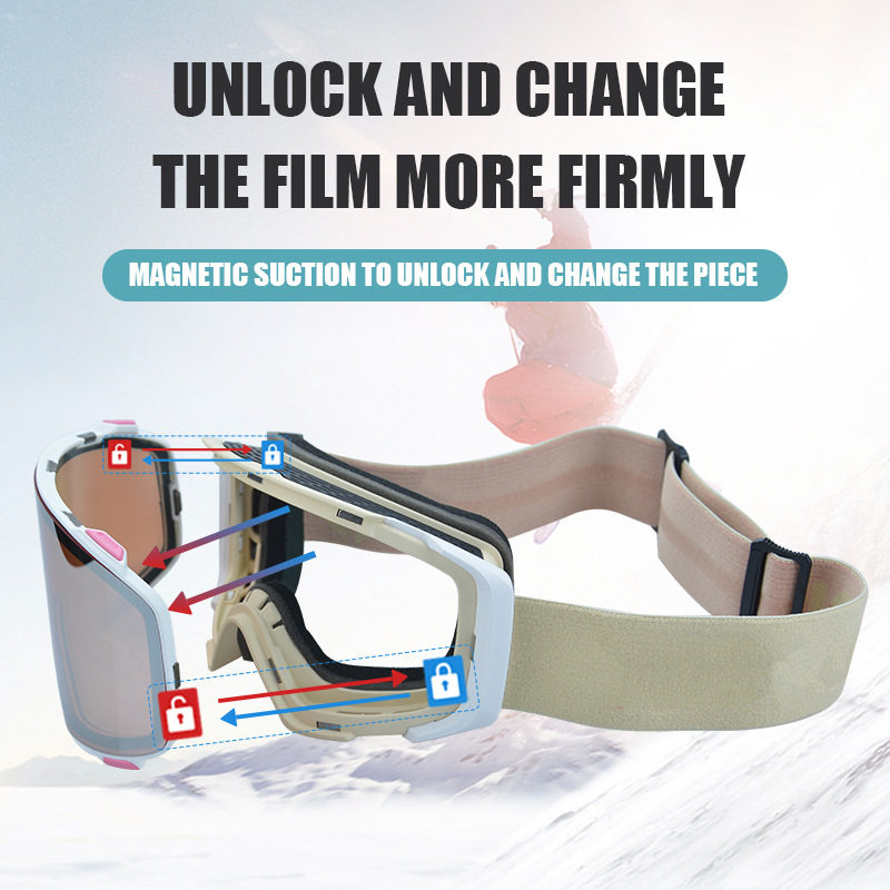 Aikuisille tarkoitetut magneettiset hiihtolasit, kaksikerroksiset sumulasit, lumilautailulasit, kalliokiipeilylasit, revontulienestosuojalasit, tuulenpitävät lasit_voghion.com