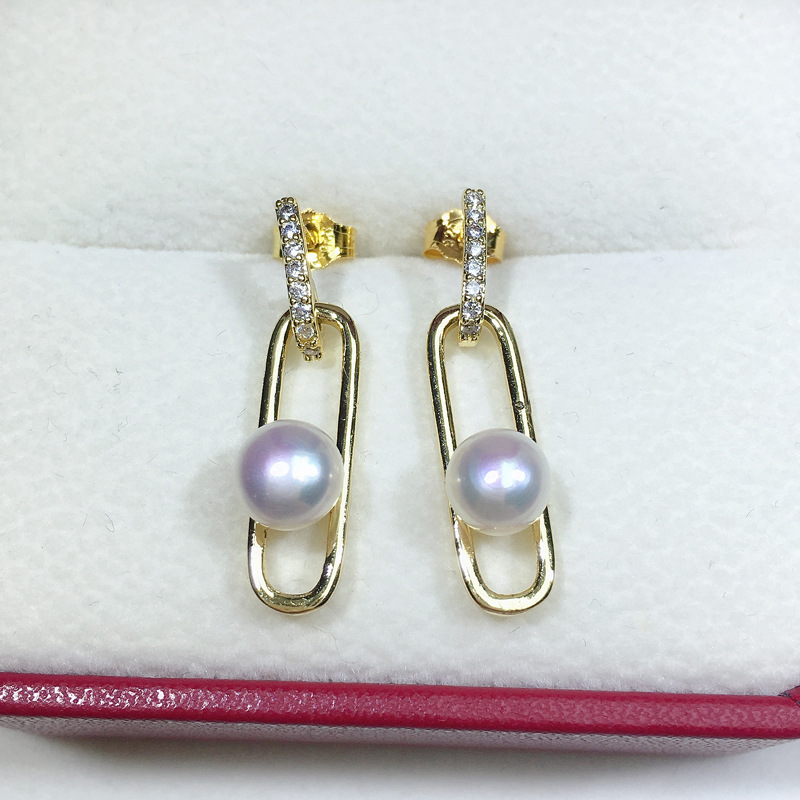 geometric white earrings pearl