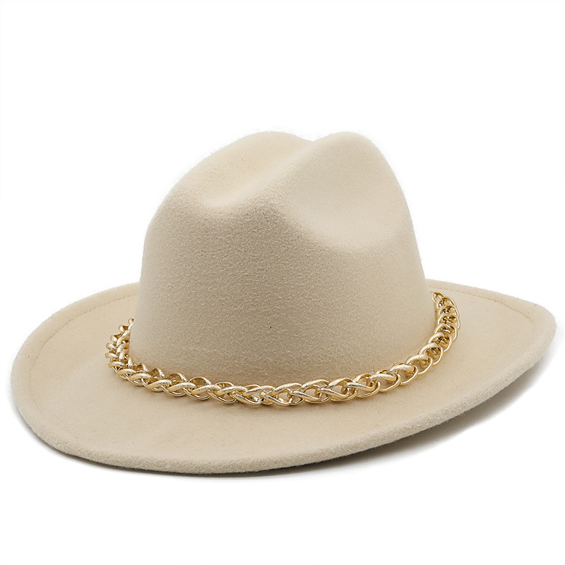 Chain Accessories Cowboy Hats Fall And Winter Woolen Jazz Hats Outdoor Knight Hats display picture 7