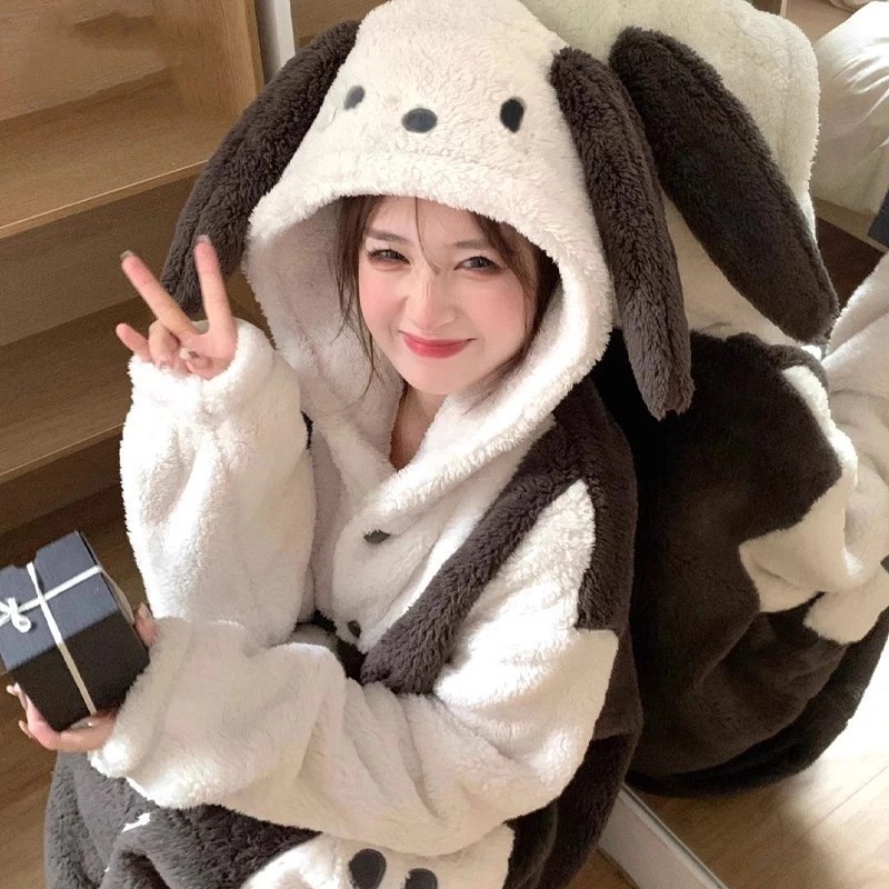 그레이 및 블랙 파차 강아지 잠옷