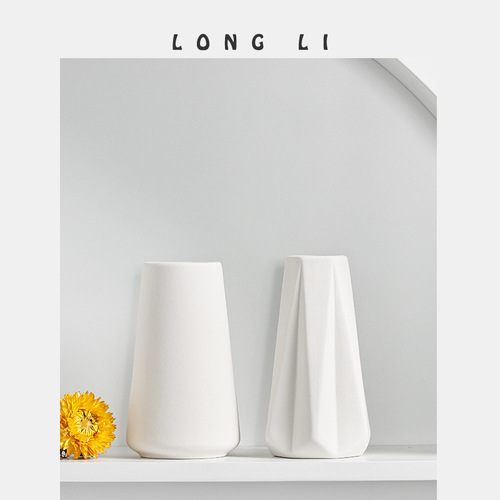 Longli Porcelain Classic Ceramic Vase European Creative Home Mini Office Ornament Decor Flower Pot Dried Flower Vase Lubaobao