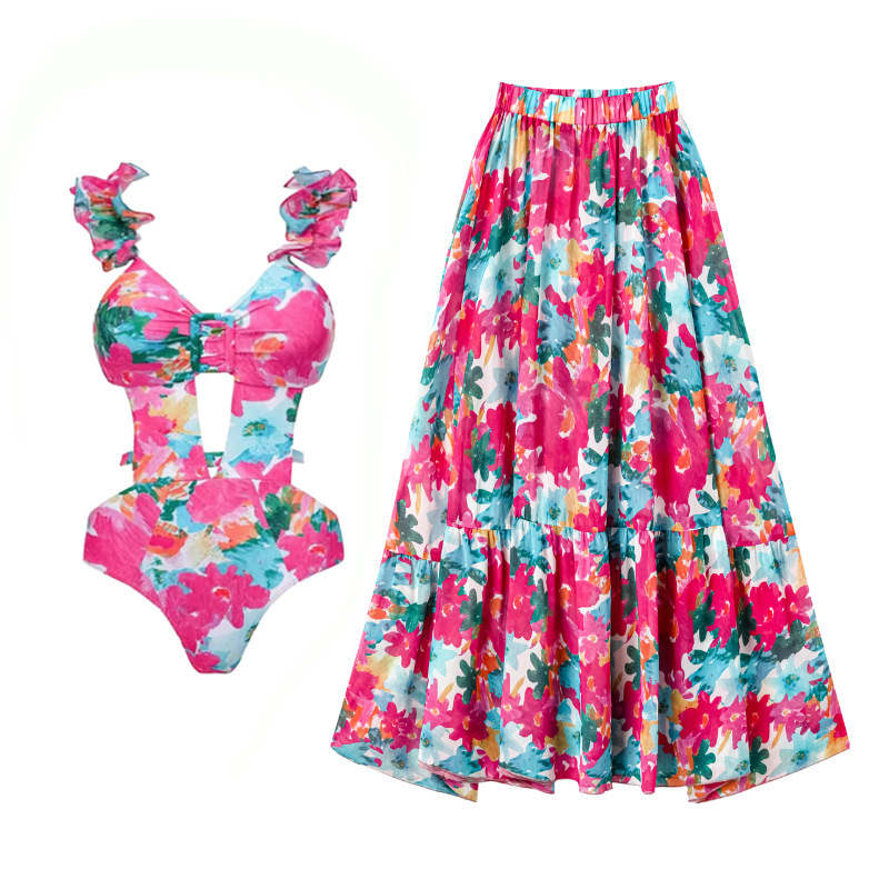 210g Weight Sleeveless Sleeve Length Polyester Fabric Type Regular Top Length One-pieces Tops Type 2 Pieces Set Quantity Swimming Pool, Swimming Occasion V Neck Neckline Regular Fit Fit Type Ditsy Floral Pattern Women's Gender Elegant Style Women's Elegant Lady Ditsy Floral 2 Pieces Set One Piece Swimwear 1