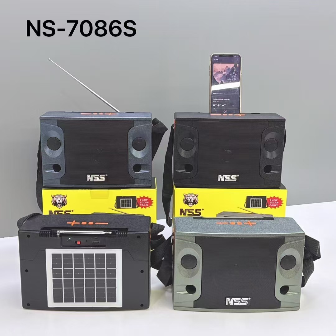 새로운 NS-7086S 태양 무선 블루투스 오디오 휴대용 고성능 야외 서브 우퍼 라디오