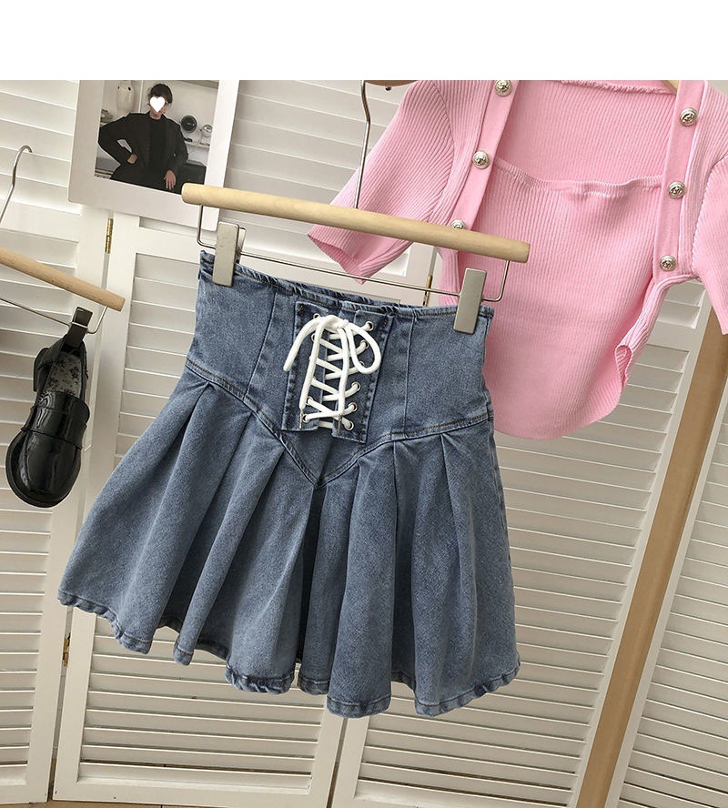 Summer Simple Style Solid Color Cotton Above Knee Skirts display picture 16