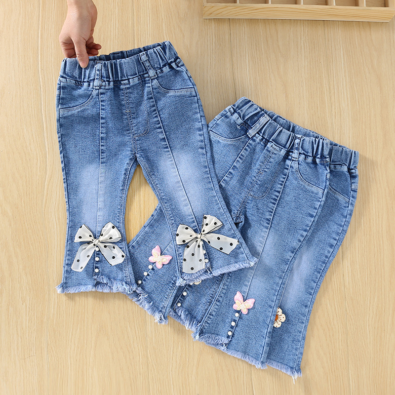 Cheap Girls' Jeans Spring and Autumn New Stylish Fashionable Baby Girls' Flared Pants Children's Autumn Casual Pants