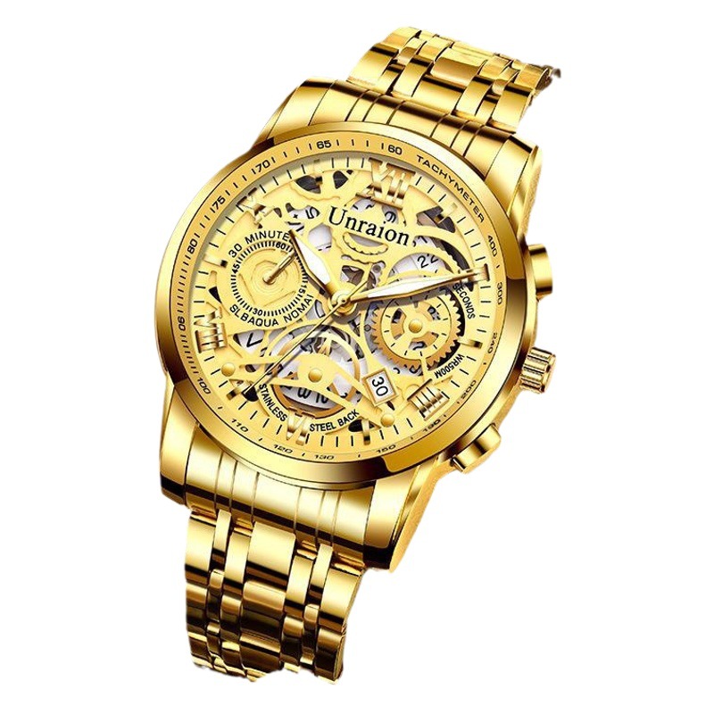 Nuevo reloj de movimiento automático hueco Calendario para hombres impermeable luminoso no mecánico reloj grande dial transfronterizo nuevo