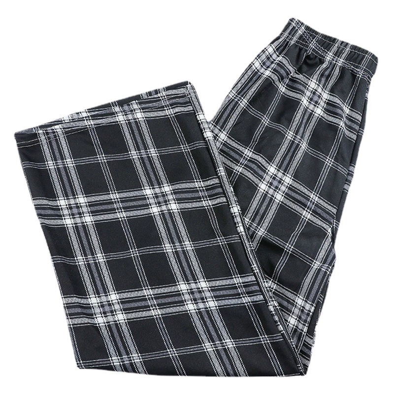 Клетчатые брюки женские летние тонкие свободные прямые универсальные повседневные брюки для похудения с высокой талией и драпировкой Новые широкие штаны для женщин