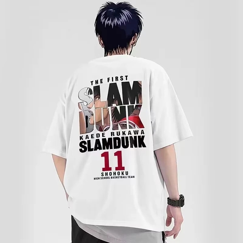 Cross-border European size dunk print T-shirt for men, quick-shipping pure cotton short-sleeve base shirt Cross-border European size dunk print T-shirt for men, quick-shipping pure cotton short-sleeve base shirt