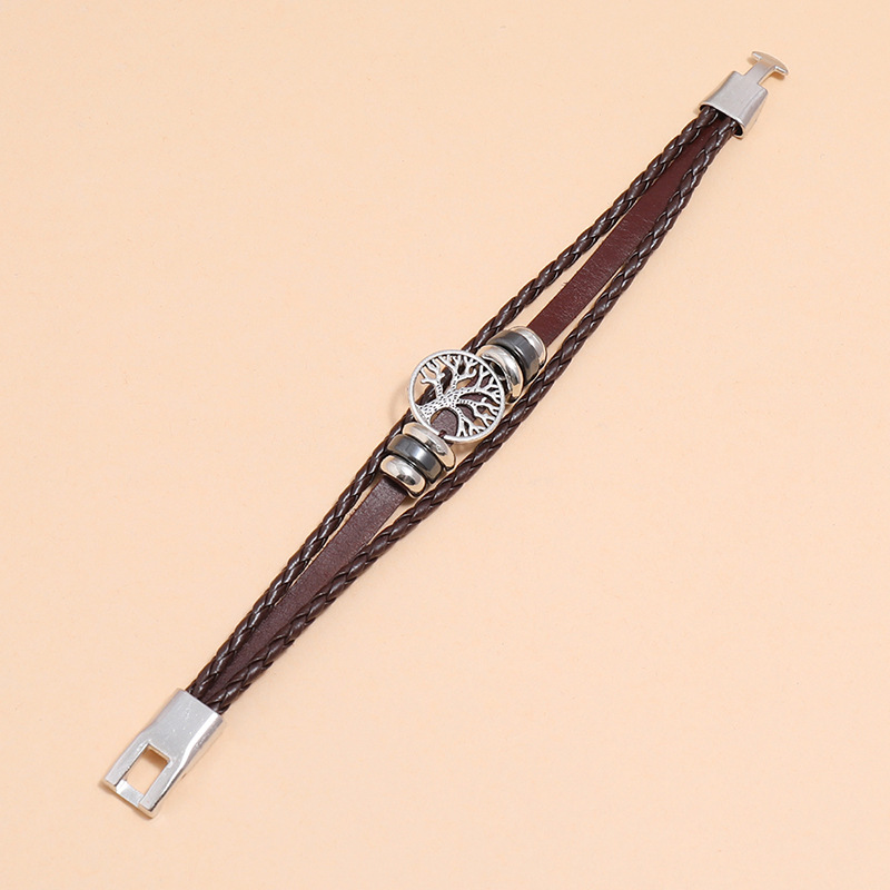 fashion lucky tree braided leather bracelet