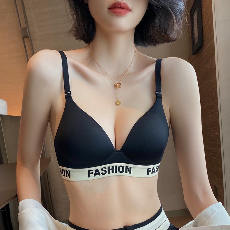 962 Ropa interior de recolección de pechos pequeños sin anillo de acero brillante en V profundo moderno