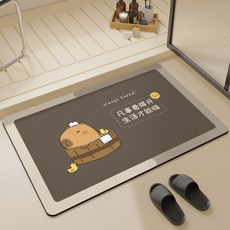 漫画のバスルームフロアマットは吸水性と速乾性があり、家庭用珪藻泥滑り止めフットマットは汚れにくく、滑りにくくお手入れが簡単です。|undefined