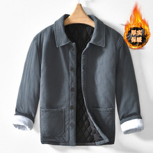 跨境L138 冬季加厚保暖棉衣男装外套休闲时尚宽松纯色方领棉服 一