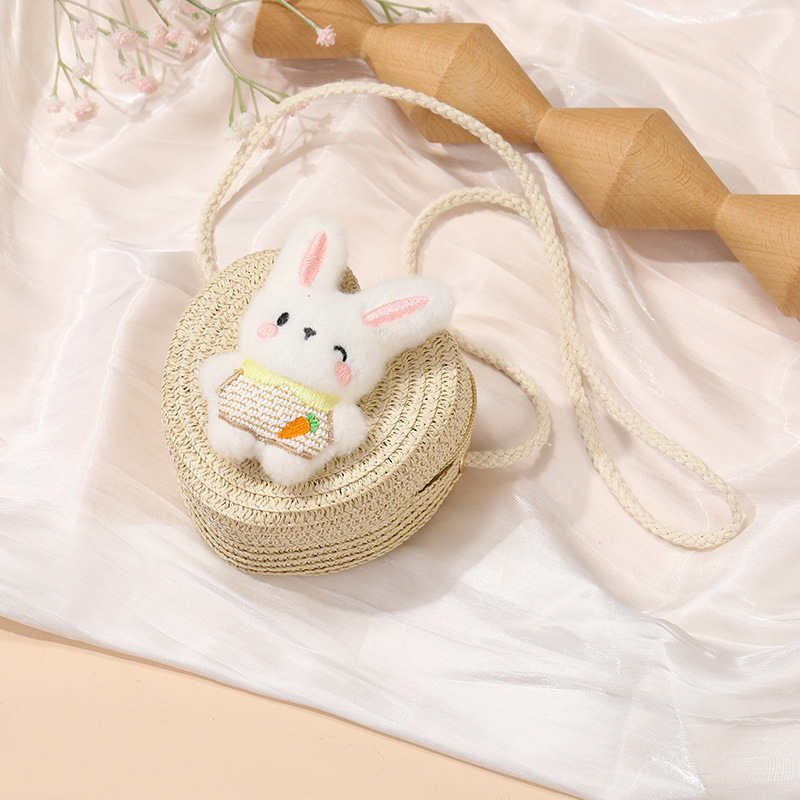 64g Weight Weave Fashion Element Zipper Closure Type Single Shoulder Strap Strap Type Straw Bag Bags Type Casual, Holiday Occasion Straw Material Animal, Cartoon Pattern Spring&Summer Season Kid'S Gender Cute Style Round, Heart-shaped Shape Kid'S Straw Animal Cartoon Cute Weave Round Heart-shaped Zipper Straw Bag 12