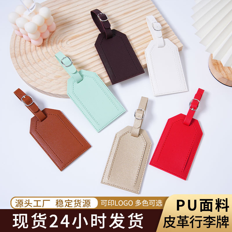 Pu Luggage Tag Card Holder Leather Id Holder Boarding Pass Anti-Mix Tag Travel Suitcase Tag