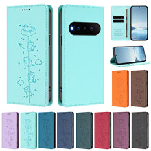 跨境适用Nubia Neo 5 GT小猫压花强磁商务对吸皮套中兴全包壳现货