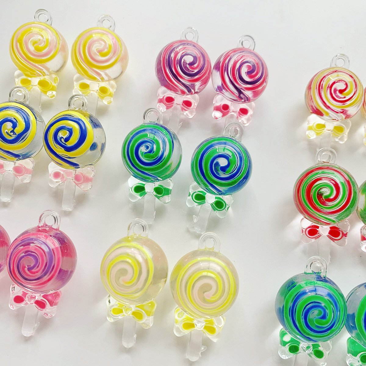 Transparent acrylic earrings with bow handmade