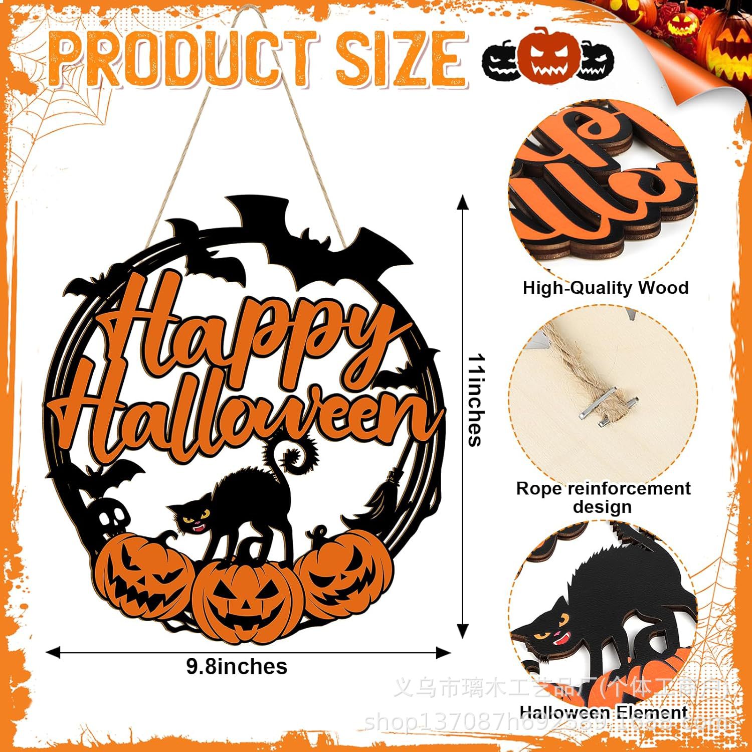 Nuevos productos transfronterizos de madera Halloween decoración de la atmósfera de la fiesta del hogar cabeza de ratón colgante decoración del patio vestíbulo