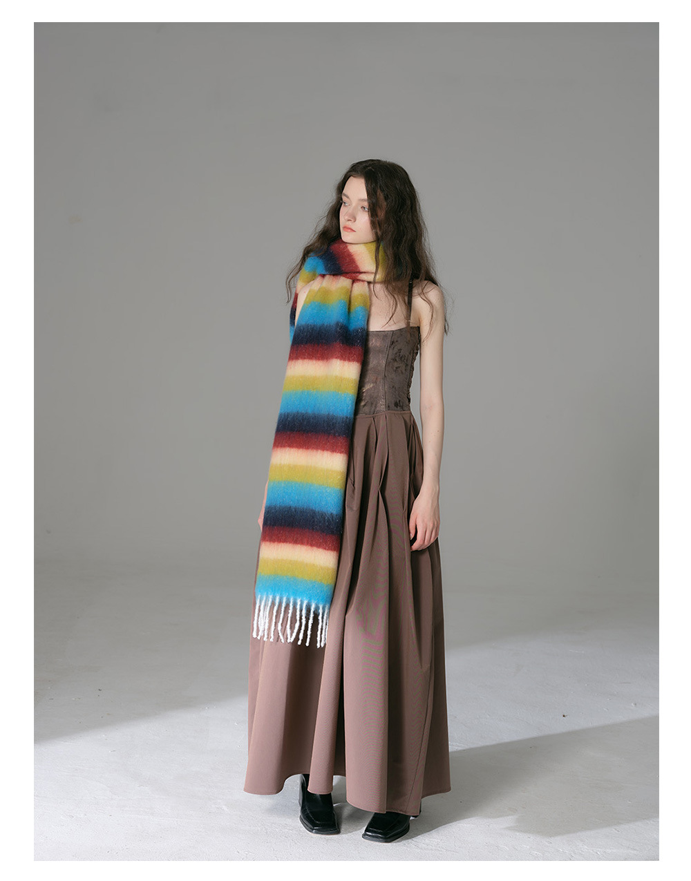 Sciarpa a righe dopamine donna imitazione cashmere morbido collo_voghion.com