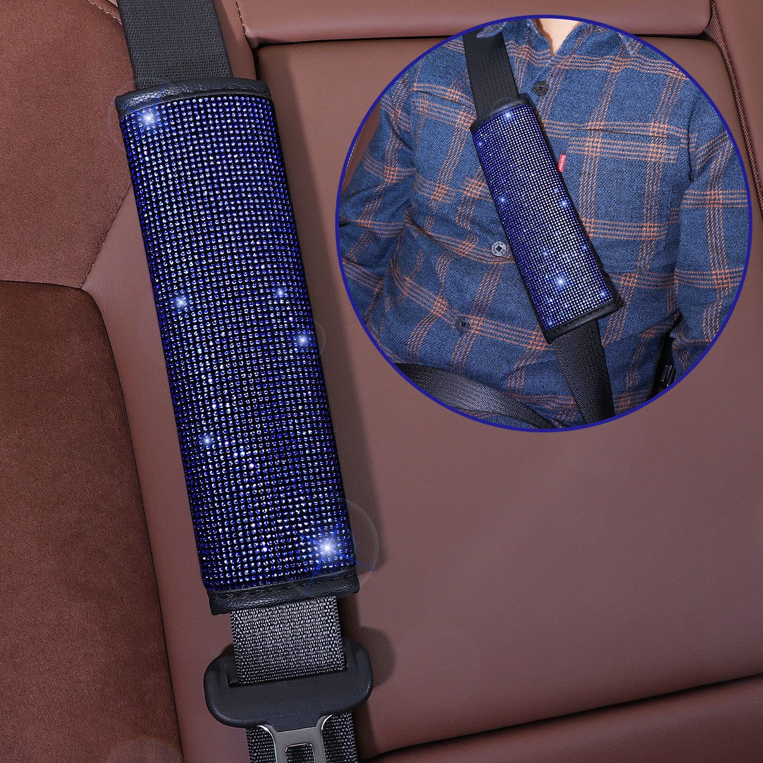 Car Steering Wheel Cover Diamond New Four-Season Universal Seat Belt Cover Multi-Piece Coaster Steering Wheel Protective Cover