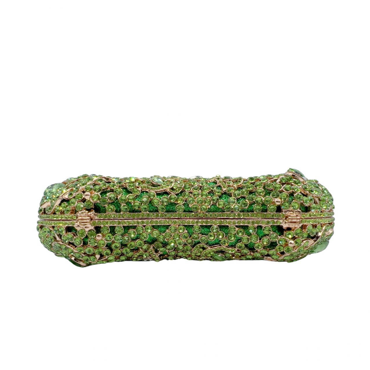 Túi clutch dạ hội nữ đính đá kim loại rỗng cầm tay — Màu xanh hoa quả, Cá tính đặt làm